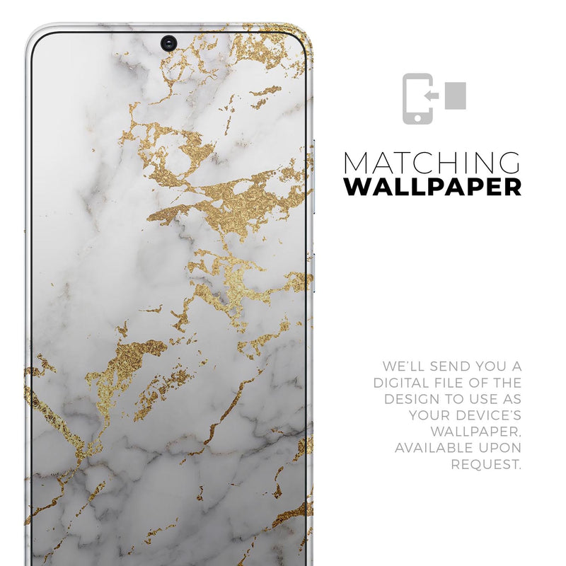 Marble & Digital Gold Foil V5 - Skin-Kit for the Samsung Galaxy S-Series S20, S20 Plus, S20 Ultra , S10 & others (All Galaxy Devices Available)