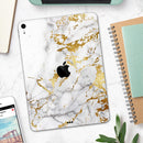 Marble & Digital Gold Foil V5 - Full Body Skin Decal for the Apple iPad Pro 12.9", 11", 10.5", 9.7", Air or Mini (All Models Available)
