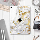 Marble & Digital Gold Foil V5 - Full Body Skin Decal for the Apple iPad Pro 12.9", 11", 10.5", 9.7", Air or Mini (All Models Available)