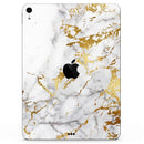 Marble & Digital Gold Foil V5 vinyl skin on Apple iPad