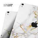 Marble & Digital Gold Foil V5 - Full Body Skin Decal for the Apple iPad Pro 12.9", 11", 10.5", 9.7", Air or Mini (All Models Available)