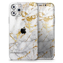 Marble & Digital Gold Foil V5 - Vinyl Skin Wrap for iPhone 17 Pro Max, 17 Pro, 17 Air, 17, 16 & All Models — Soft Matte or Ultra Gloss