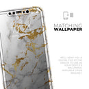 Marble & Digital Gold Foil V5 - Vinyl Skin Wrap for iPhone 17 Pro Max, 17 Pro, 17 Air, 17, 16 & All Models — Soft Matte or Ultra Gloss