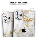 Marble & Digital Gold Foil V5 - Vinyl Skin Wrap for iPhone 17 Pro Max, 17 Pro, 17 Air, 17, 16 & All Models — Soft Matte or Ultra Gloss