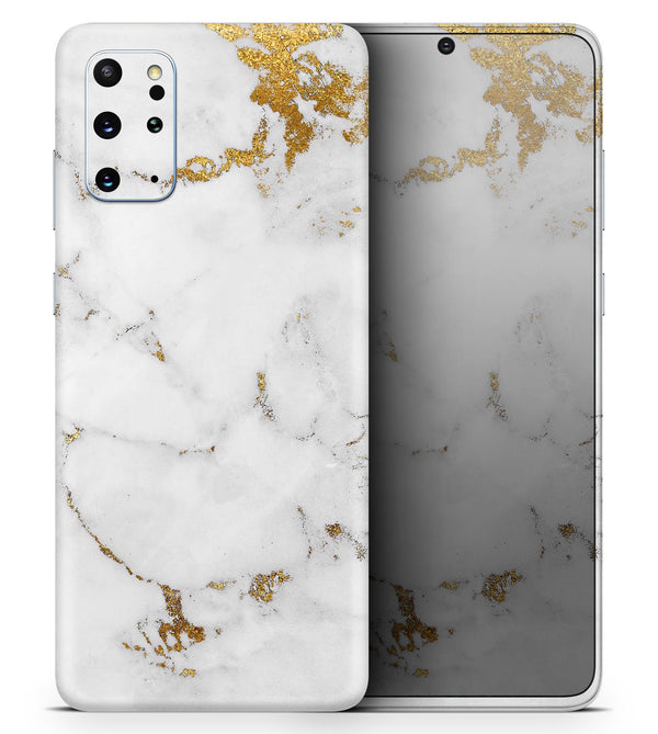 Marble & Digital Gold Foil V6 - Skin-Kit for the Samsung Galaxy S-Series S20, S20 Plus, S20 Ultra , S10 & others (All Galaxy Devices Available)