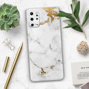Marble & Digital Gold Foil V6 - Premium Vinyl Skin Decal for Samsung Galaxy S25 Ultra, S24, S23, S22 & All Galaxy S Models