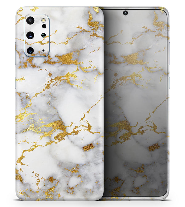Marble & Digital Gold Foil V7 - Skin-Kit for the Samsung Galaxy S-Series S20, S20 Plus, S20 Ultra , S10 & others (All Galaxy Devices Available)
