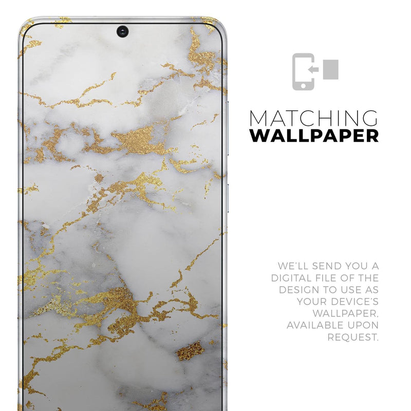 Marble & Digital Gold Foil V7 - Skin-Kit for the Samsung Galaxy S-Series S20, S20 Plus, S20 Ultra , S10 & others (All Galaxy Devices Available)