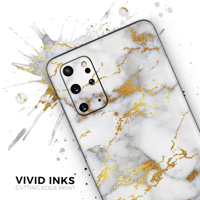 Marble & Digital Gold Foil V7 - Skin-Kit for the Samsung Galaxy S-Series S20, S20 Plus, S20 Ultra , S10 & others (All Galaxy Devices Available)