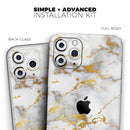 Marble & Digital Gold Foil V7 - Vinyl Skin Wrap for iPhone 17 Pro Max, 17 Pro, 17 Air, 17, 16 & All Models — Soft Matte or Ultra Gloss