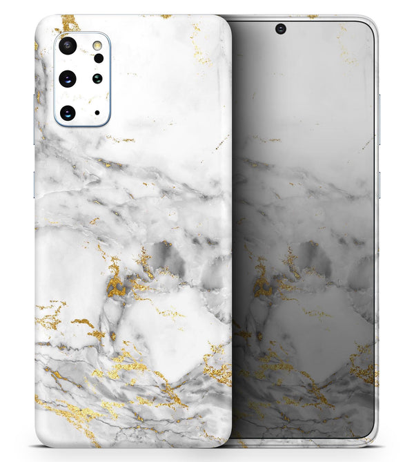 Marble & Digital Gold Foil V8 - Skin-Kit for the Samsung Galaxy S-Series S20, S20 Plus, S20 Ultra , S10 & others (All Galaxy Devices Available)