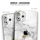 Marble & Digital Gold Foil V8 - Vinyl Skin Wrap for iPhone 17 Pro Max, 17 Pro, 17 Air, 17, 16 & All Models — Soft Matte or Ultra Gloss