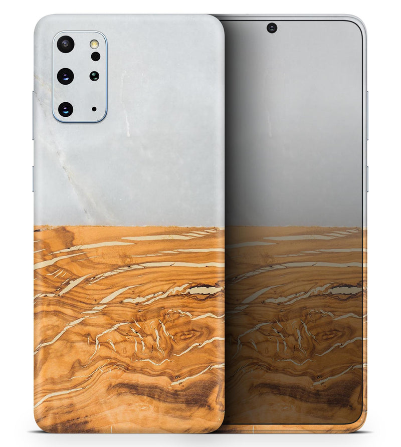 Marble & Wood Mix V1 2 - Skin-Kit for the Samsung Galaxy S-Series S20, S20 Plus, S20 Ultra , S10 & others (All Galaxy Devices Available)