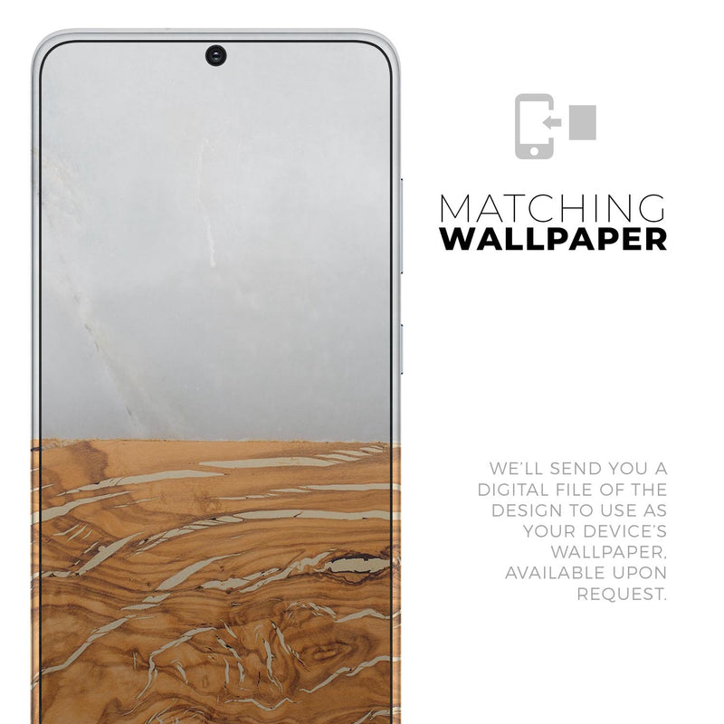 Marble & Wood Mix V1 2 - Skin-Kit for the Samsung Galaxy S-Series S20, S20 Plus, S20 Ultra , S10 & others (All Galaxy Devices Available)