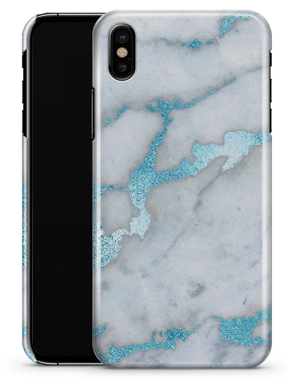 Marble & Digital Blue Frosted Foil V1 - iPhone X Clipit Case