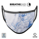 Marble & Digital Blue Frosted Foil V5 - Made in USA Mouth Cover Unisex Anti-Dust Cotton Blend Reusable & Washable Face Mask with Adjustable Sizing for Adult or Child