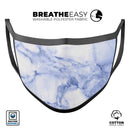 Marble & Digital Blue Frosted Foil V6 - Made in USA Mouth Cover Unisex Anti-Dust Cotton Blend Reusable & Washable Face Mask with Adjustable Sizing for Adult or Child