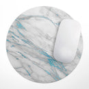 Marble & Digital Blue Frosted Foil V8// WaterProof Rubber Foam Backed Anti-Slip Mouse Pad for Home Work Office or Gaming Computer Desk