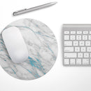 Marble & Digital Blue Frosted Foil V8// WaterProof Rubber Foam Backed Anti-Slip Mouse Pad for Home Work Office or Gaming Computer Desk