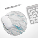 Marble & Digital Blue Frosted Foil V8// WaterProof Rubber Foam Backed Anti-Slip Mouse Pad for Home Work Office or Gaming Computer Desk