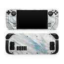 Marble & Digital Blue Frosted Foil V8 // Vinyl Skin Wrap for Steam Deck OLED & Steam Deck (LCD) — Soft Matte or Ultra Gloss