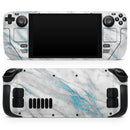 Marble & Digital Blue Frosted Foil V8 // Vinyl Skin Wrap for Steam Deck OLED & Steam Deck (LCD) — Soft Matte or Ultra Gloss