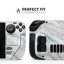 Marble & Digital Blue Frosted Foil V8 // Vinyl Skin Wrap for Steam Deck OLED & Steam Deck (LCD) — Soft Matte or Ultra Gloss