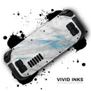 Marble & Digital Blue Frosted Foil V8 // Vinyl Skin Wrap for Steam Deck OLED & Steam Deck (LCD) — Soft Matte or Ultra Gloss