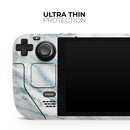 Marble & Digital Blue Frosted Foil V8 // Vinyl Skin Wrap for Steam Deck OLED & Steam Deck (LCD) — Soft Matte or Ultra Gloss