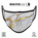 Marble & Digital Gold Foil V1 - Made in USA Mouth Cover Unisex Anti-Dust Cotton Blend Reusable & Washable Face Mask with Adjustable Sizing for Adult or Child