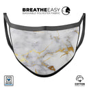 Marble & Digital Gold Foil V2 - Made in USA Mouth Cover Unisex Anti-Dust Cotton Blend Reusable & Washable Face Mask with Adjustable Sizing for Adult or Child