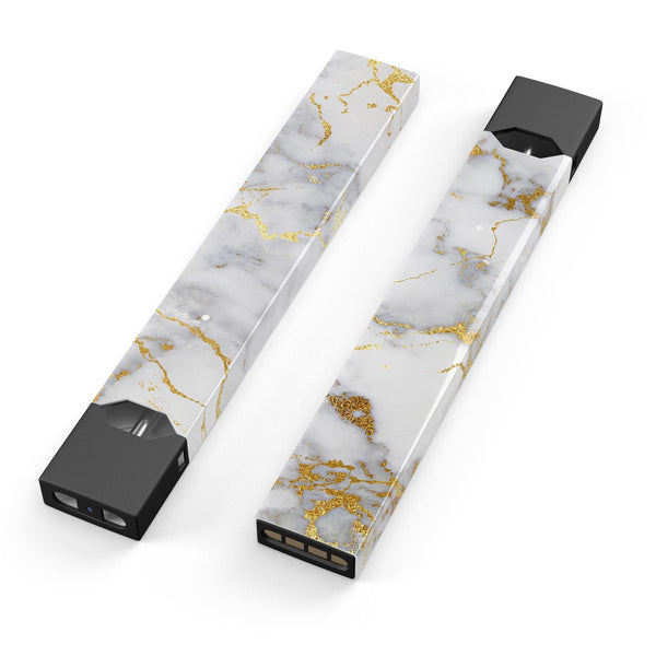 Marble & Digital Gold Foil V2 - Premium Decal Protective Skin-Wrap Sticker compatible with the Juul Labs vaping device