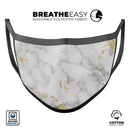 Marble & Digital Gold Foil V3 - Made in USA Mouth Cover Unisex Anti-Dust Cotton Blend Reusable & Washable Face Mask with Adjustable Sizing for Adult or Child
