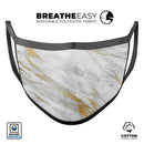 Marble & Digital Gold Foil V4 - Made in USA Mouth Cover Unisex Anti-Dust Cotton Blend Reusable & Washable Face Mask with Adjustable Sizing for Adult or Child