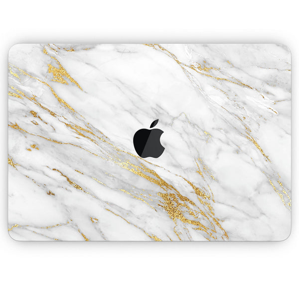 Marble & Digital Gold Foil V4 - Skin Decal Wrap Kit Compatible with the Apple MacBook Pro, Pro with Touch Bar or Air (11", 12", 13", 15" & 16" - All Versions Available)