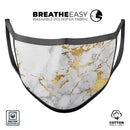 Marble & Digital Gold Foil V5 - Made in USA Mouth Cover Unisex Anti-Dust Cotton Blend Reusable & Washable Face Mask with Adjustable Sizing for Adult or Child