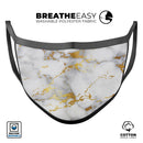 Marble & Digital Gold Foil V7 - Made in USA Mouth Cover Unisex Anti-Dust Cotton Blend Reusable & Washable Face Mask with Adjustable Sizing for Adult or Child