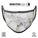 Marble & Digital Gold Foil V8 - Made in USA Mouth Cover Unisex Anti-Dust Cotton Blend Reusable & Washable Face Mask with Adjustable Sizing for Adult or Child