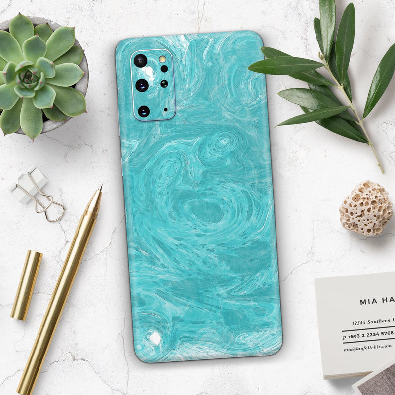 Marble Surface V1 Teal - Skin-Kit for the Samsung Galaxy S-Series S20, S20 Plus, S20 Ultra , S10 & others (All Galaxy Devices Available)