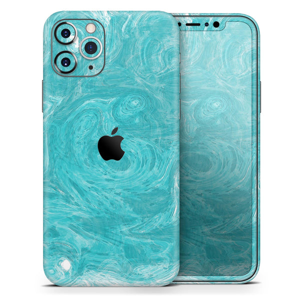 Marble Surface V1 Teal - Protective Skin Wrap & Decal – Compatible with iPhone SE to iPhone 17 Pro Max (All Models)