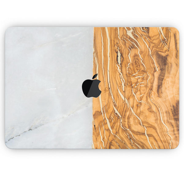Marble & Wood Mix V1 - Skin Decal Wrap Kit Compatible with the Apple MacBook Pro, Pro with Touch Bar or Air (11", 12", 13", 15" & 16" - All Versions Available)