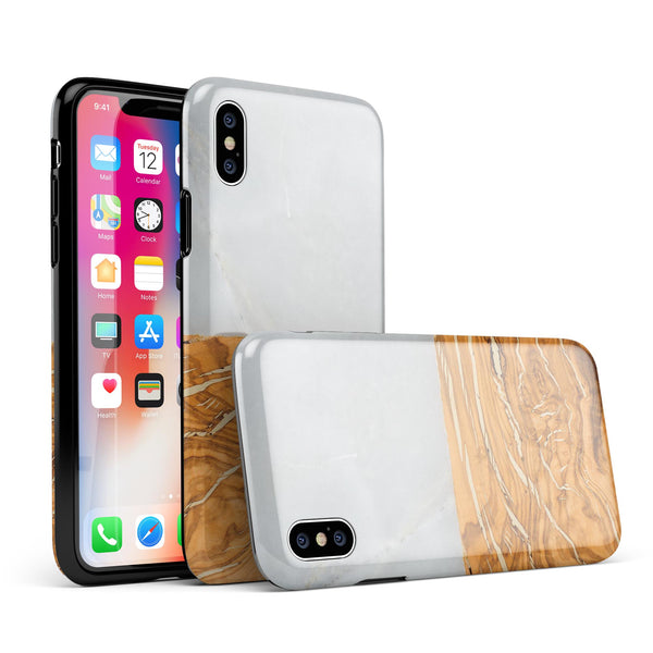 Marble & Wood Mix V1 - iPhone X Swappable Hybrid Case