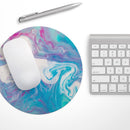 Marbleized Blue Paradise V45// WaterProof Rubber Foam Backed Anti-Slip Mouse Pad for Home Work Office or Gaming Computer Desk