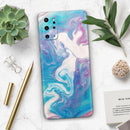 Marbleized Blue Paradise V45 - Premium Vinyl Skin Decal for Samsung Galaxy S25 Ultra, S24, S23, S22 & All Galaxy S Models