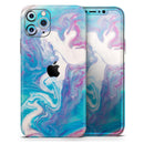 Marbleized Blue Paradise V45 - Vinyl Skin Wrap for iPhone 17 Pro Max, 17 Pro, 17 Air, 17, 16 & All Models — Soft Matte or Ultra Gloss