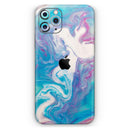 Marbleized Blue Paradise V45 - Vinyl Skin Wrap for iPhone 17 Pro Max, 17 Pro, 17 Air, 17, 16 & All Models — Soft Matte or Ultra Gloss