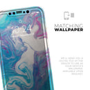 Marbleized Blue Paradise V45 - Vinyl Skin Wrap for iPhone 17 Pro Max, 17 Pro, 17 Air, 17, 16 & All Models — Soft Matte or Ultra Gloss