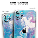 Marbleized Blue Paradise V45 - Vinyl Skin Wrap for iPhone 17 Pro Max, 17 Pro, 17 Air, 17, 16 & All Models — Soft Matte or Ultra Gloss