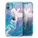Marbleized Blue Paradise V45 - Vinyl Skin Wrap for iPhone 17 Pro Max, 17 Pro, 17 Air, 17, 16 & All Models — Soft Matte or Ultra Gloss