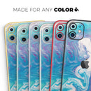 Marbleized Blue Paradise V45 - Vinyl Skin Wrap for iPhone 17 Pro Max, 17 Pro, 17 Air, 17, 16 & All Models — Soft Matte or Ultra Gloss